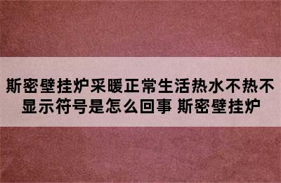 斯密壁挂炉采暖正常生活热水不热不显示符号是怎么回事 斯密壁挂炉